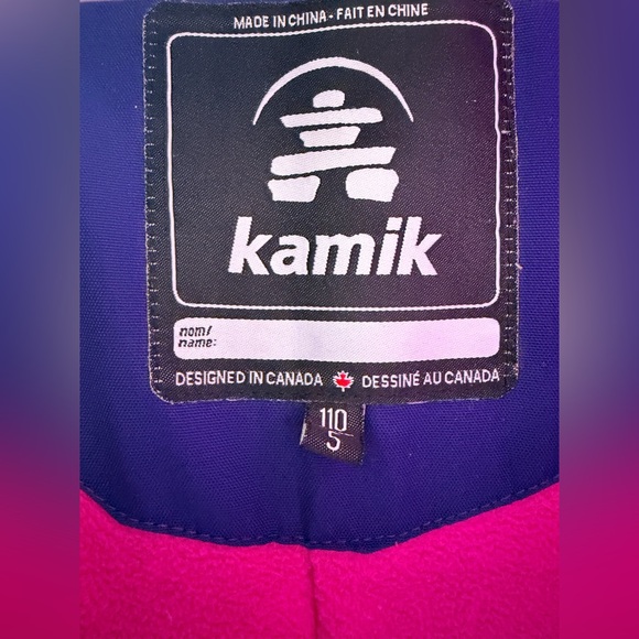 Kamik Girls Snow Coat Size 5 Insulated Hooded Ski Jacket - navy & pink - Picture 8 of 16